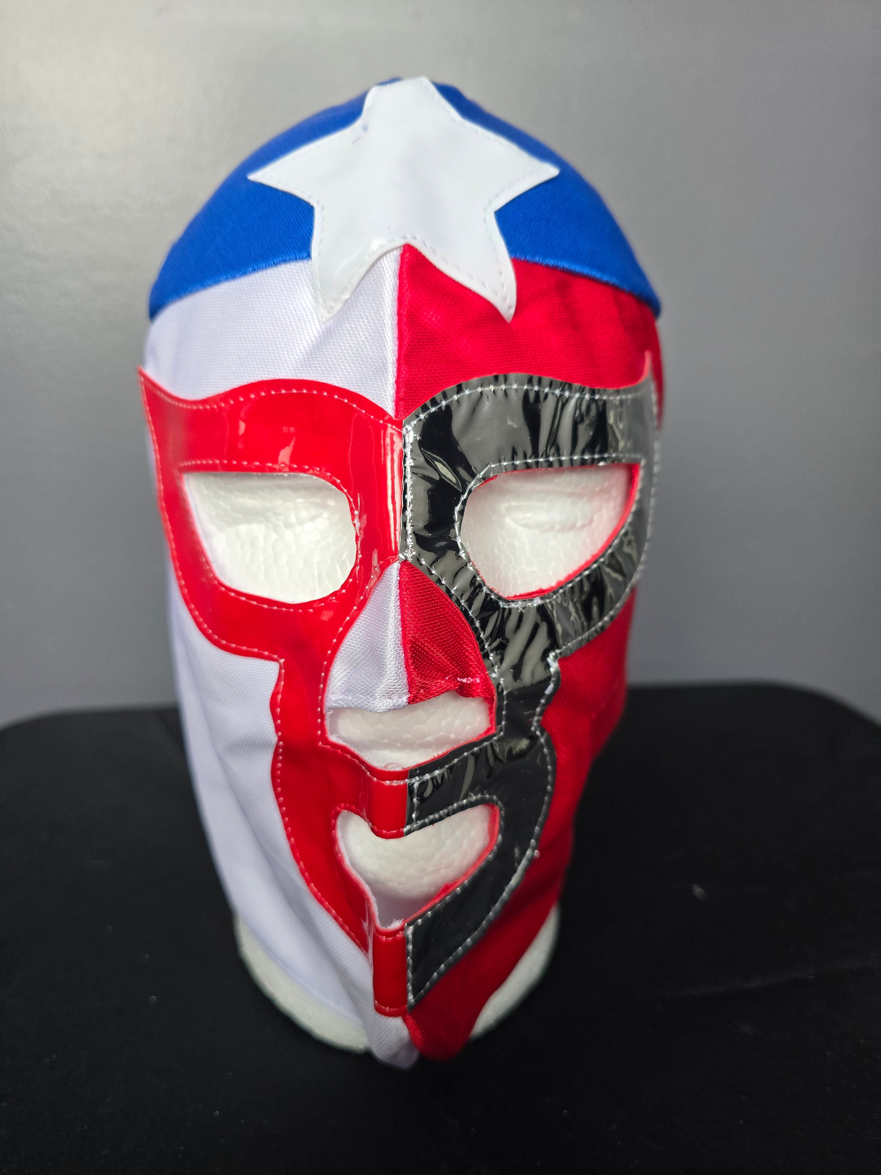 Rwd/White/Blue Economy Luchador Mask