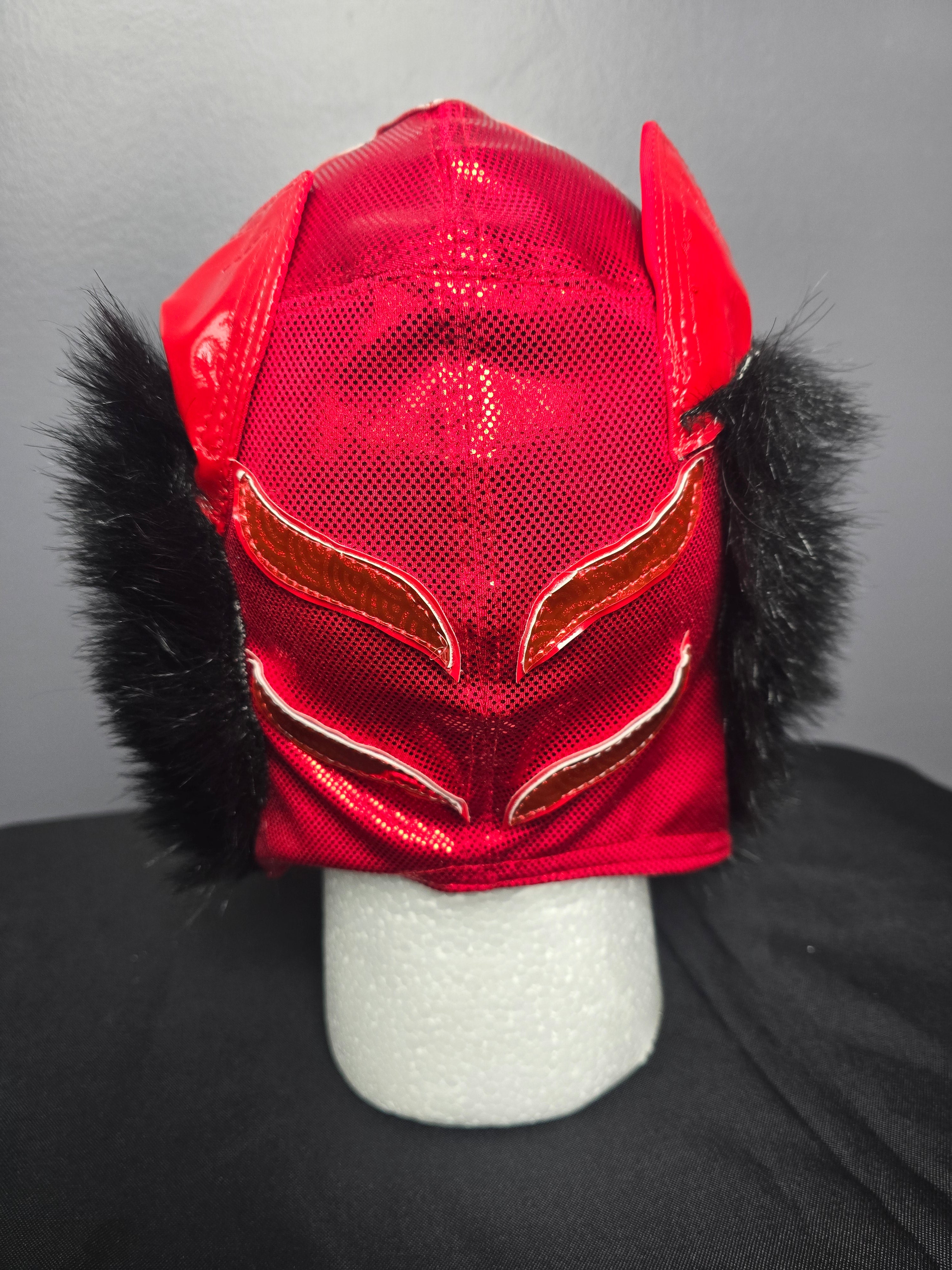 Red Feline Lucha Mask