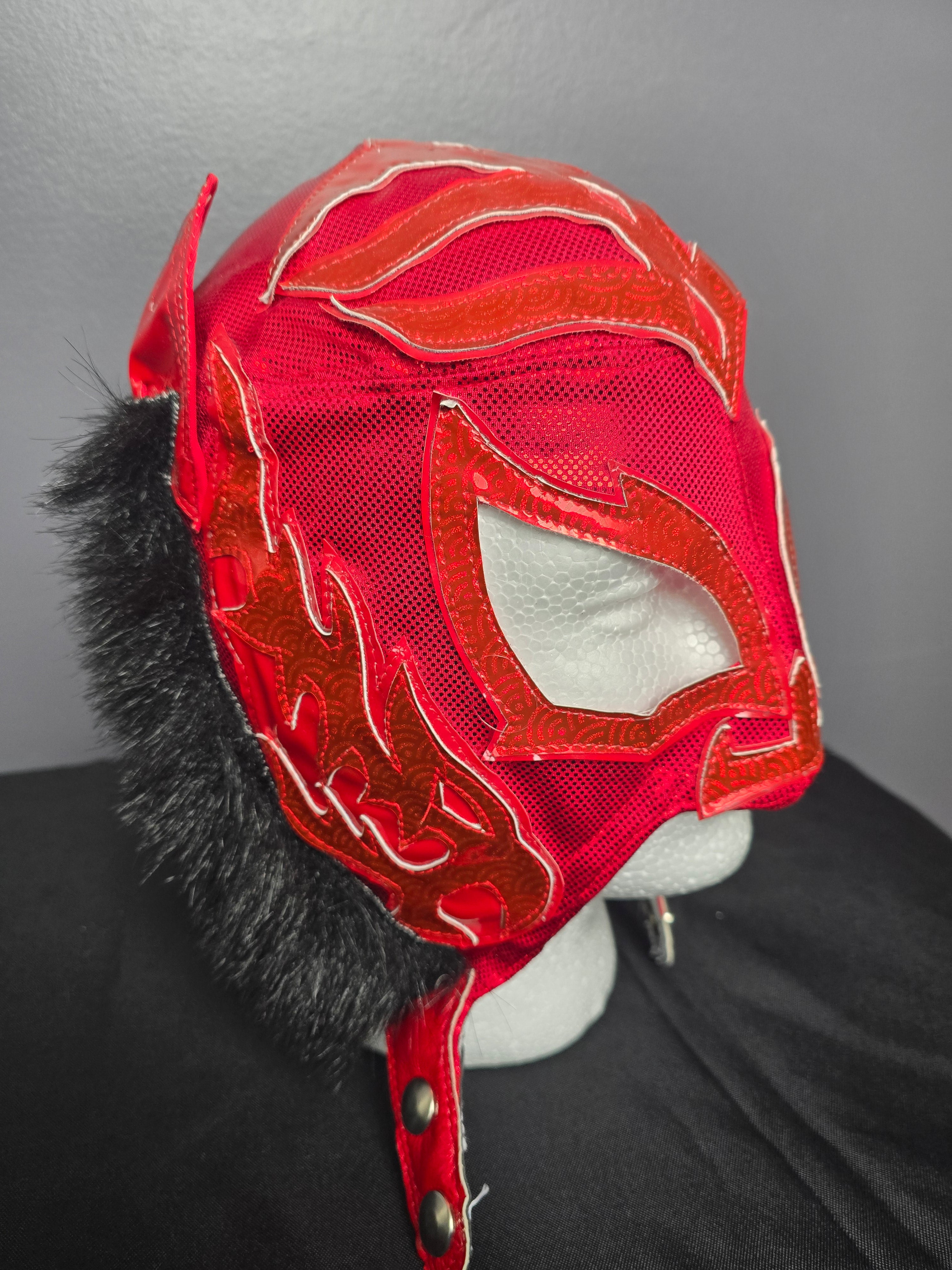 Red Feline Lucha Mask